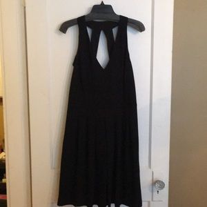 Banana Republic black knee length deep v dress